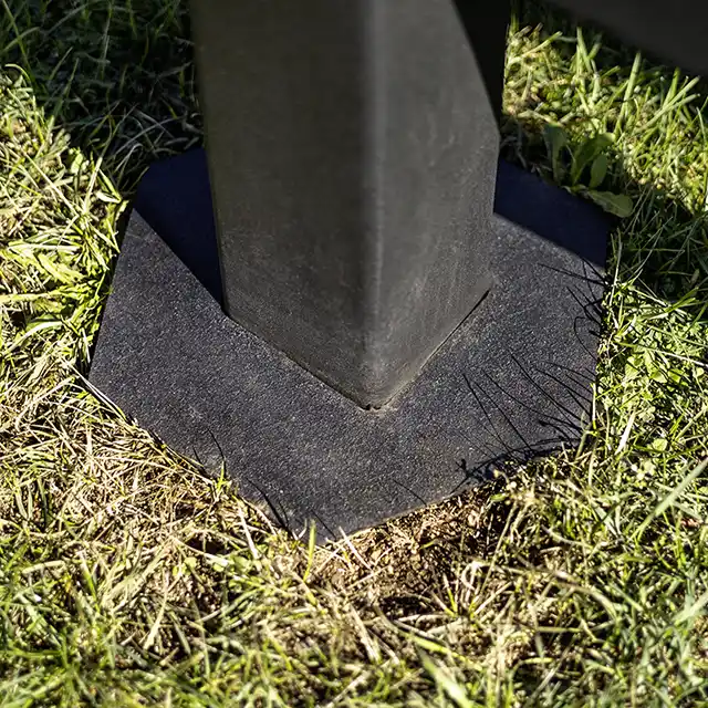 No-trim weed skirting barrier for Dark Horse composite fence installation